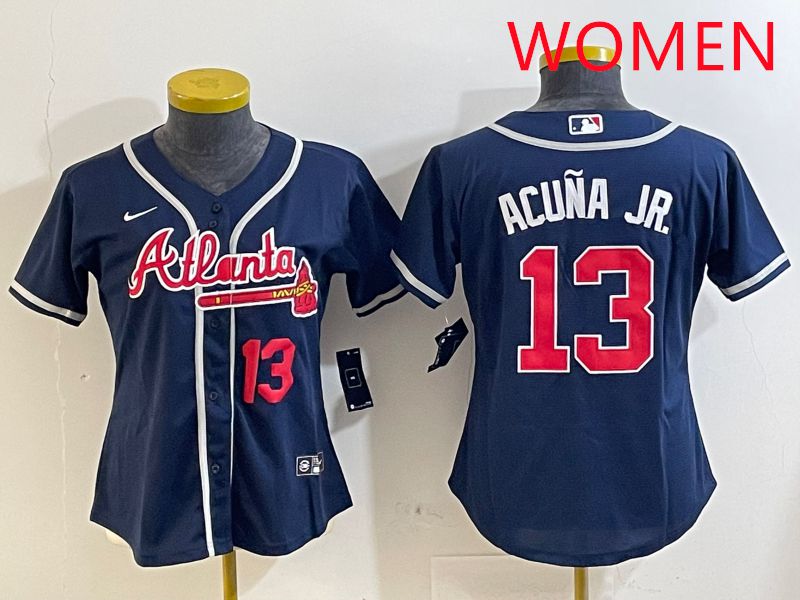 Women Atlanta Braves #13 Acuna jr Blue Game 2025 Nike MLB Jersey style 4->philadelphia eagles->NFL Jersey